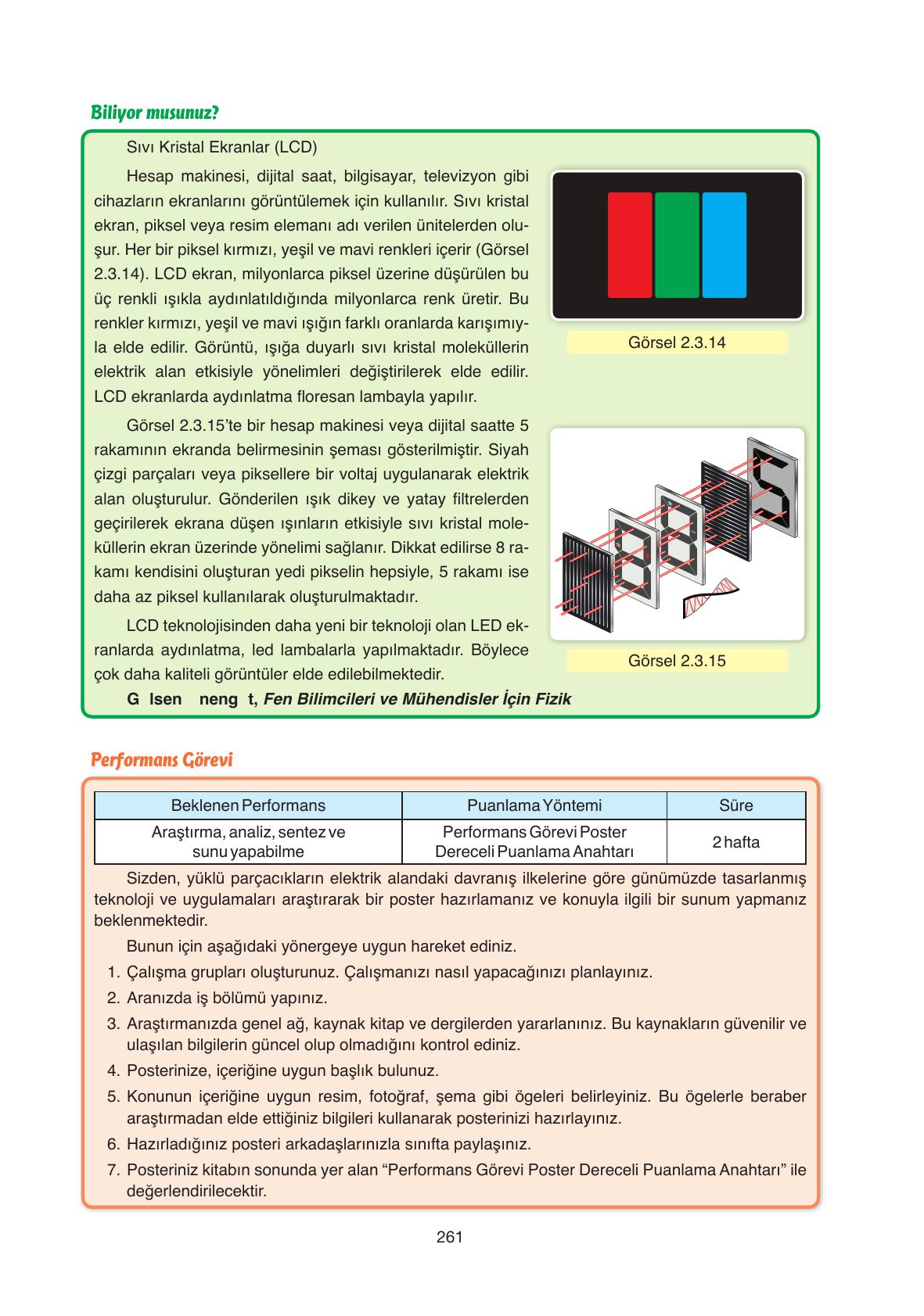 11. Sınıf Ata Yayıncılık Fizik Ders Kitabı Sayfa 261 Cevapları