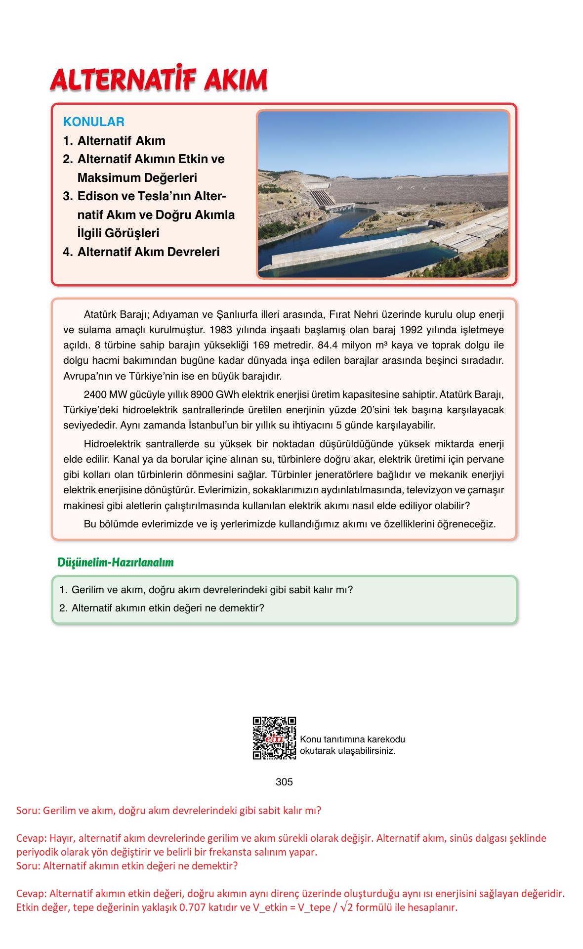 11. Sınıf Ata Yayıncılık Fizik Ders Kitabı Sayfa 305 Cevapları