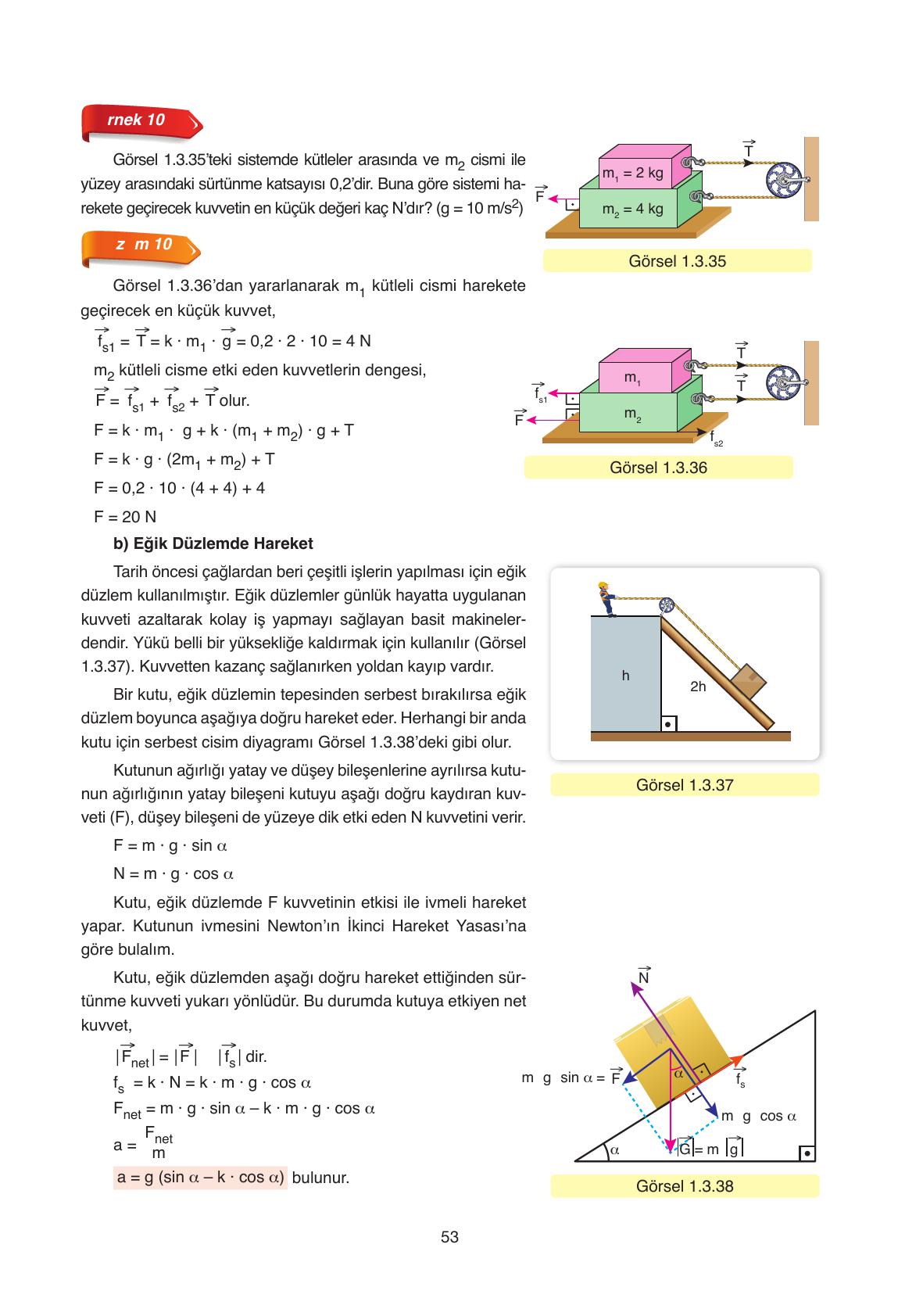 11. Sınıf Ata Yayıncılık Fizik Ders Kitabı Sayfa 53 Cevapları