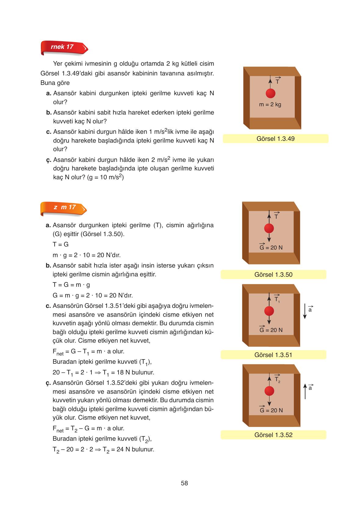 11. Sınıf Ata Yayıncılık Fizik Ders Kitabı Sayfa 58 Cevapları