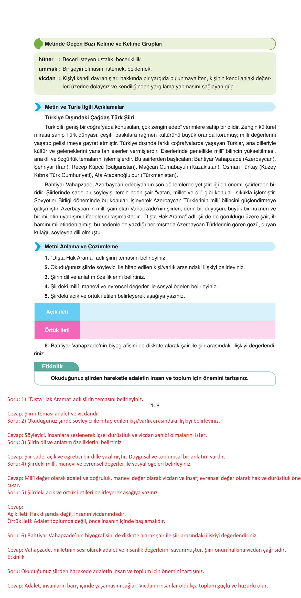 11. Sınıf Ata Yayıncılık Türk Dili Ve Edebiyatı Ders Kitabı Sayfa 108 Cevapları 11. Sınıf Ata Yayıncılık Türk Dili Ve Edebiyatı Ders Kitabı Sayfa 108 Cevapları