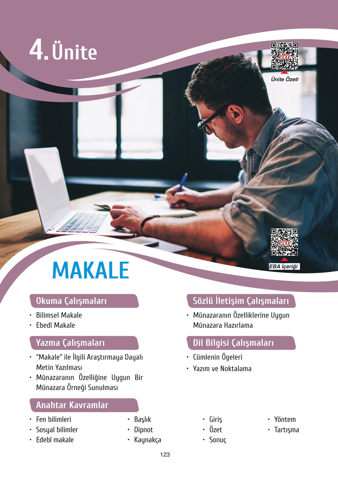 11. Sınıf Ata Yayıncılık Türk Dili Ve Edebiyatı Ders Kitabı Sayfa 123 Cevapları