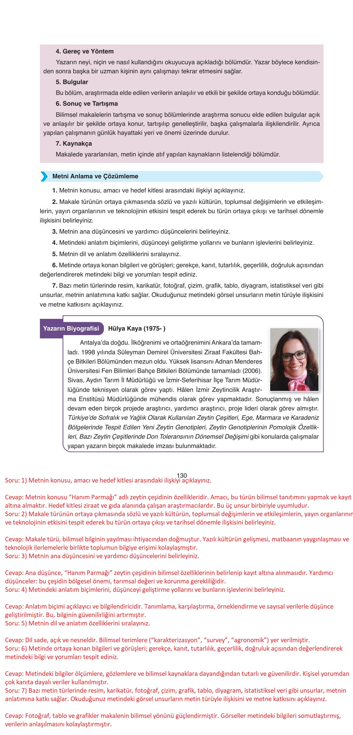 11. Sınıf Ata Yayıncılık Türk Dili Ve Edebiyatı Ders Kitabı Sayfa 130 Cevapları