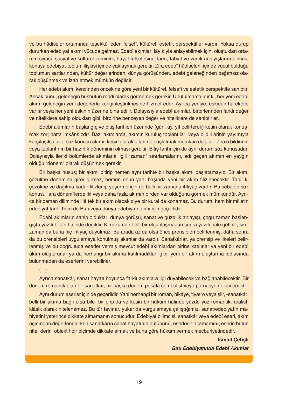 11. Sınıf Ata Yayıncılık Türk Dili Ve Edebiyatı Ders Kitabı Sayfa 19 Cevapları