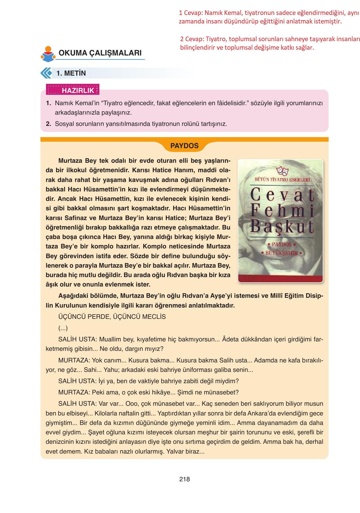 11. Sınıf Ata Yayıncılık Türk Dili Ve Edebiyatı Ders Kitabı Sayfa 218 Cevapları 11. Sınıf Ata Yayıncılık Türk Dili Ve Edebiyatı Ders Kitabı Sayfa 218 Cevapları