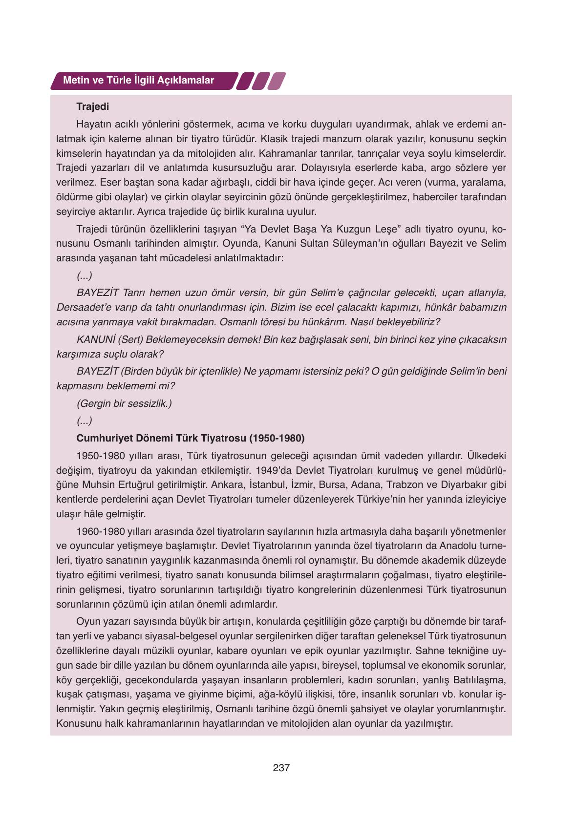 11. Sınıf Ata Yayıncılık Türk Dili Ve Edebiyatı Ders Kitabı Sayfa 237 Cevapları