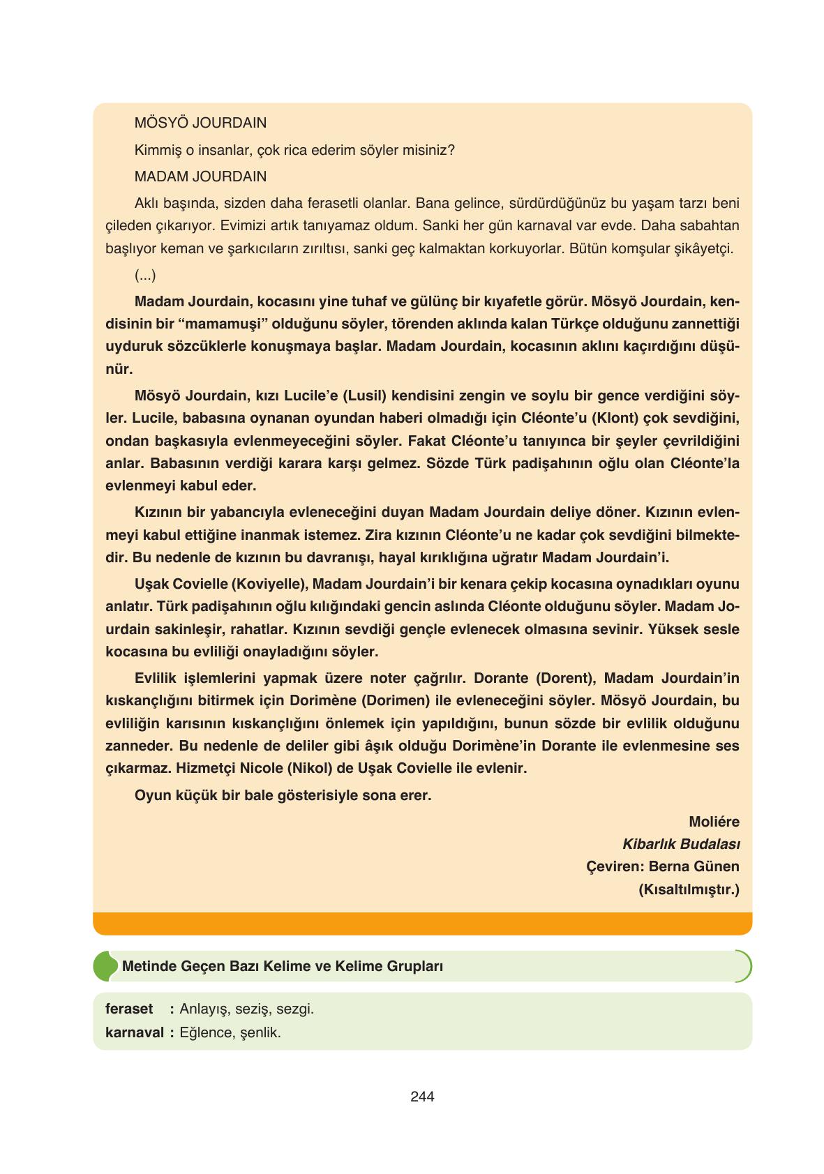 11. Sınıf Ata Yayıncılık Türk Dili Ve Edebiyatı Ders Kitabı Sayfa 244 Cevapları
