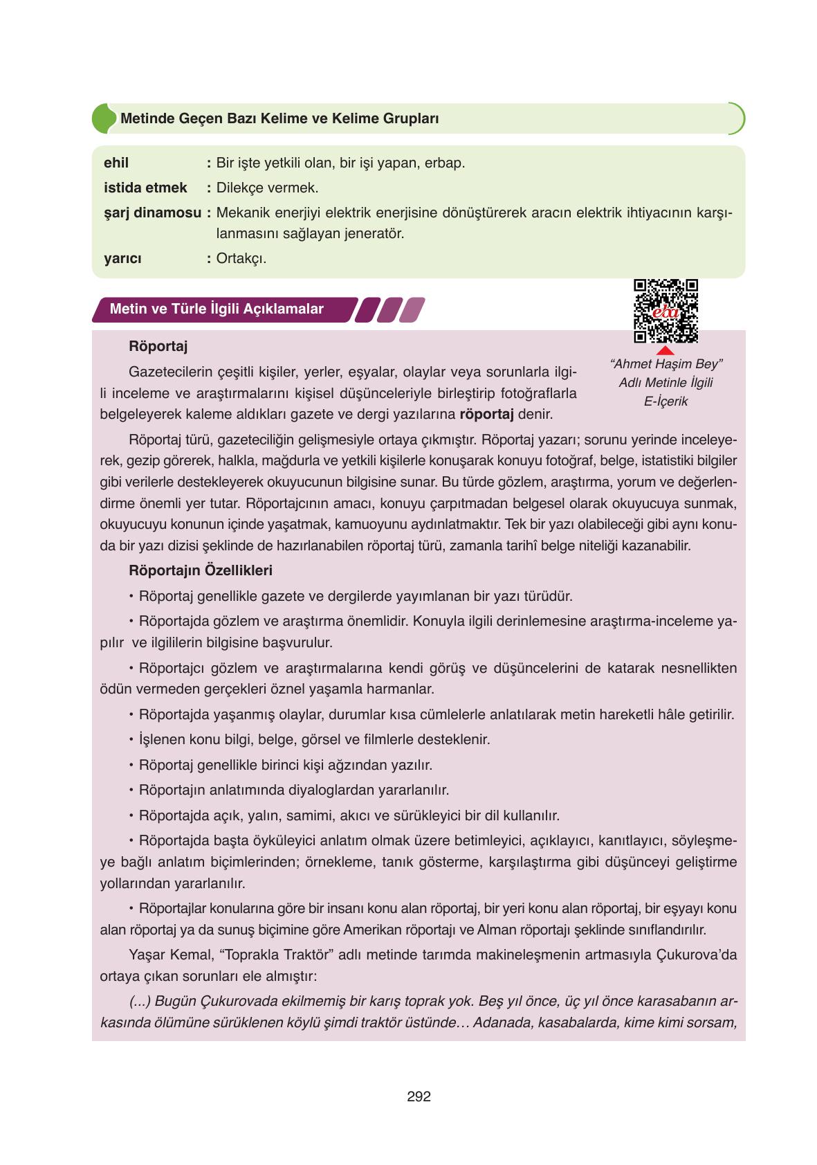 11. Sınıf Ata Yayıncılık Türk Dili Ve Edebiyatı Ders Kitabı Sayfa 292 Cevapları 11. Sınıf Ata Yayıncılık Türk Dili Ve Edebiyatı Ders Kitabı Sayfa 292 Cevapları
