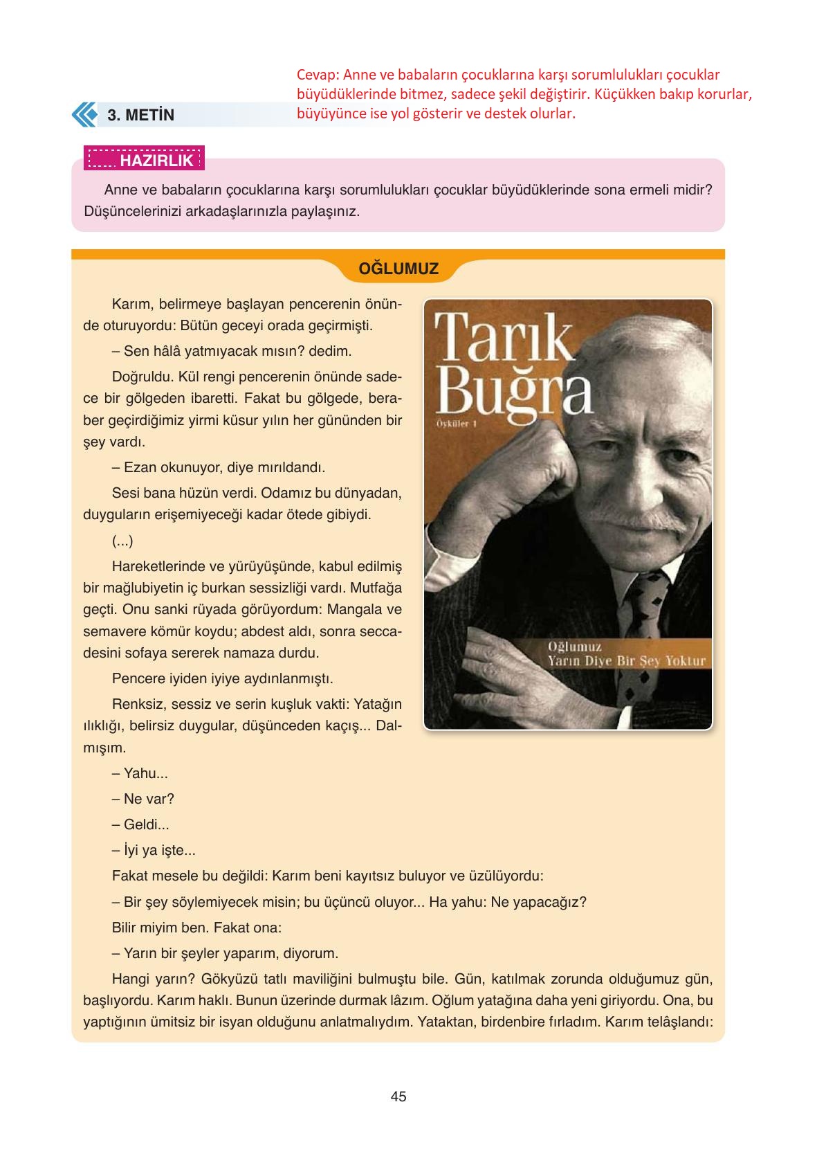 11. Sınıf Ata Yayıncılık Türk Dili Ve Edebiyatı Ders Kitabı Sayfa 45 Cevapları