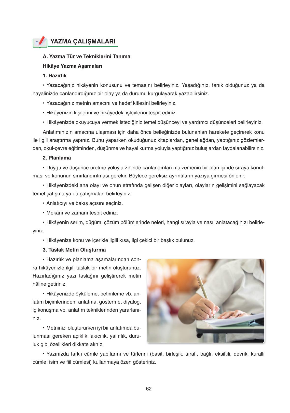11. Sınıf Ata Yayıncılık Türk Dili Ve Edebiyatı Ders Kitabı Sayfa 62 Cevapları
