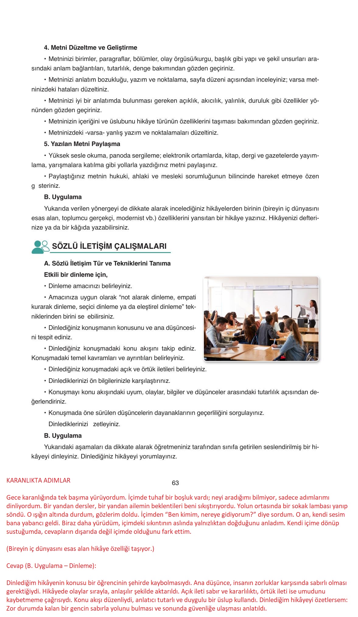 11. Sınıf Ata Yayıncılık Türk Dili Ve Edebiyatı Ders Kitabı Sayfa 63 Cevapları