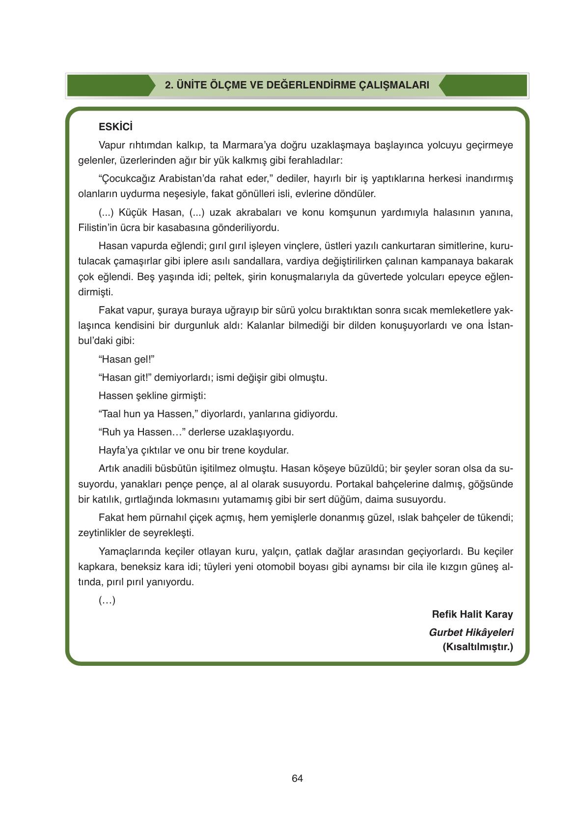 11. Sınıf Ata Yayıncılık Türk Dili Ve Edebiyatı Ders Kitabı Sayfa 64 Cevapları 11. Sınıf Ata Yayıncılık Türk Dili Ve Edebiyatı Ders Kitabı Sayfa 64 Cevapları