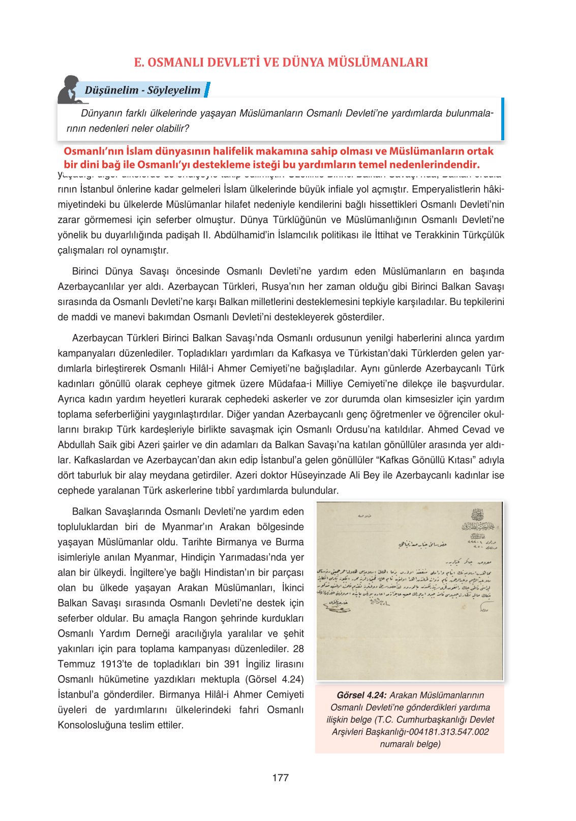 11. Sınıf Ders Destek Yayınları Tarih Ders Kitabı Sayfa 177 Cevapları