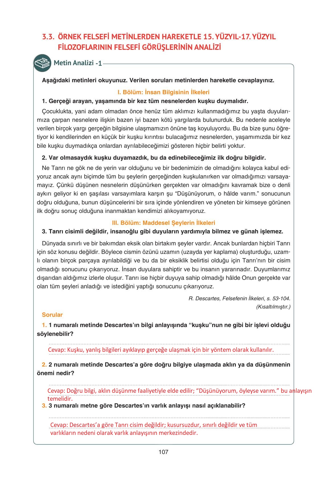 11. Sınıf Hisar Yayıncılık Felsefe Ders Kitabı Sayfa 108 Cevapları