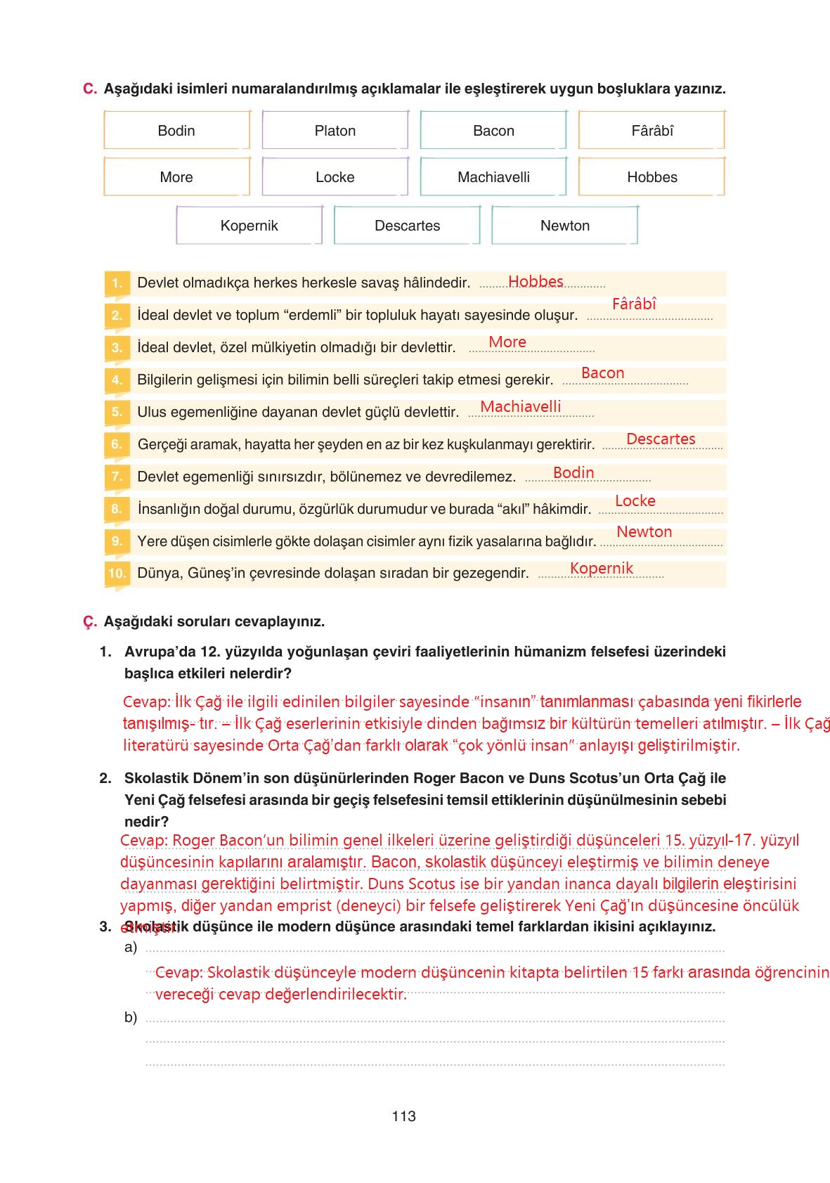 11. Sınıf Hisar Yayıncılık Felsefe Ders Kitabı Sayfa 114 Cevapları