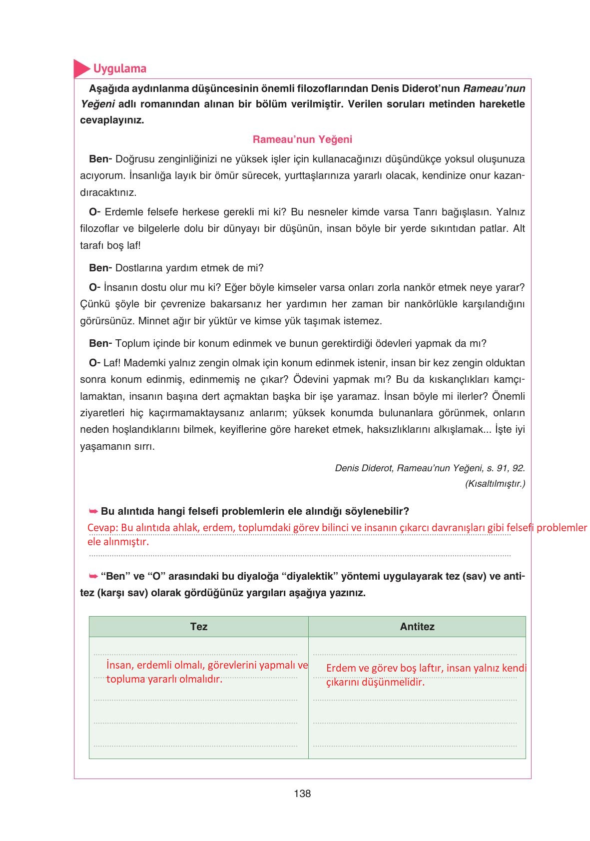 11. Sınıf Hisar Yayıncılık Felsefe Ders Kitabı Sayfa 139 Cevapları