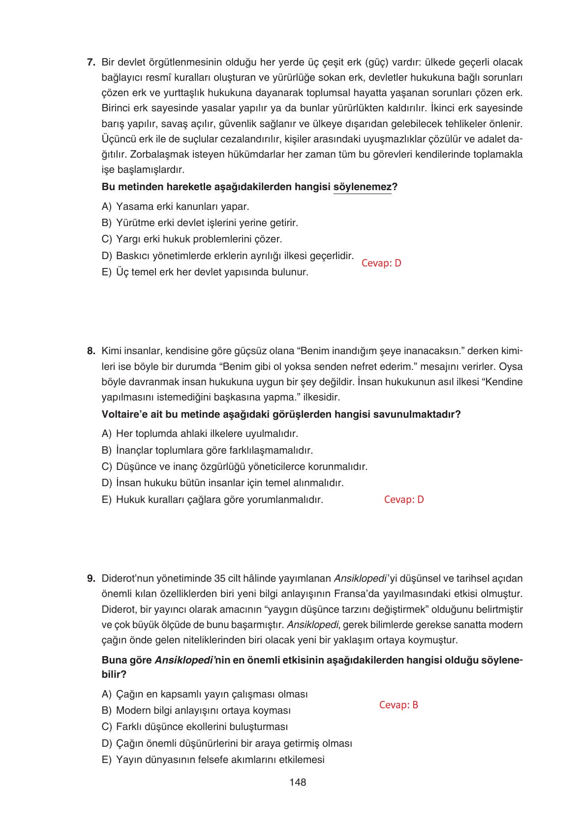 11. Sınıf Hisar Yayıncılık Felsefe Ders Kitabı Sayfa 149 Cevapları