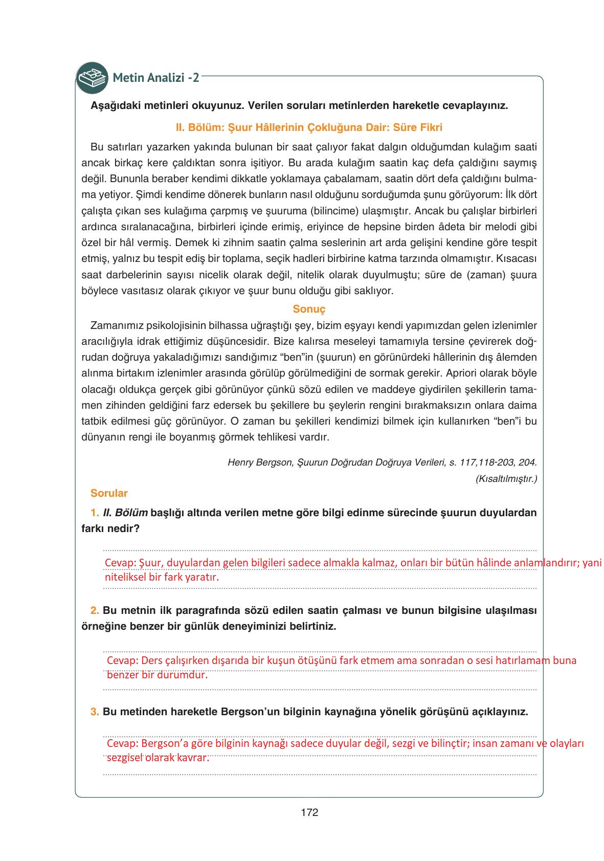 11. Sınıf Hisar Yayıncılık Felsefe Ders Kitabı Sayfa 173 Cevapları