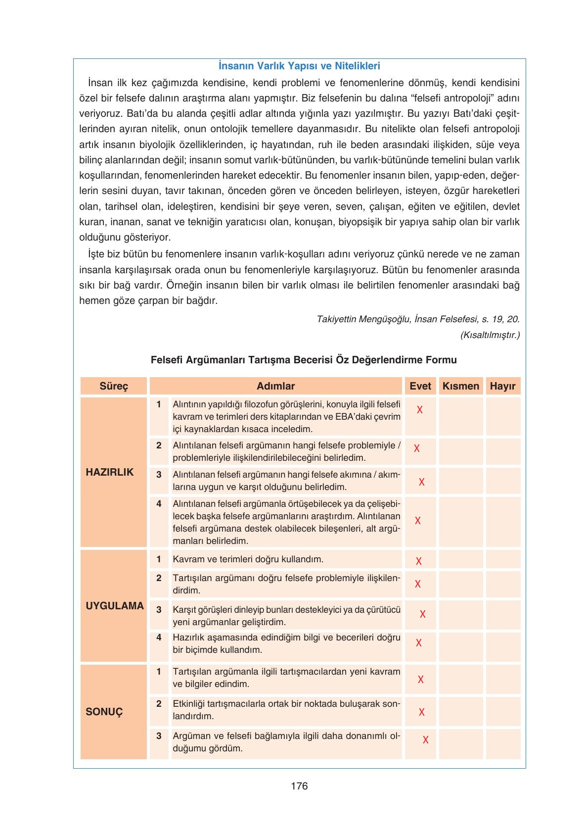 11. Sınıf Hisar Yayıncılık Felsefe Ders Kitabı Sayfa 177 Cevapları