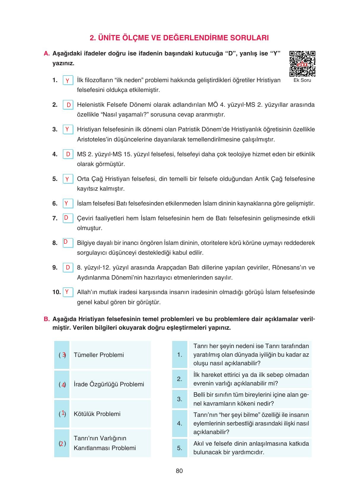 11. Sınıf Hisar Yayıncılık Felsefe Ders Kitabı Sayfa 81 Cevapları