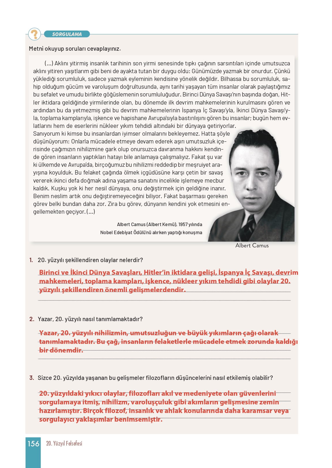 11. Sınıf Meb Yayınları Felsefe Ders Kitabı Sayfa 156 Cevapları