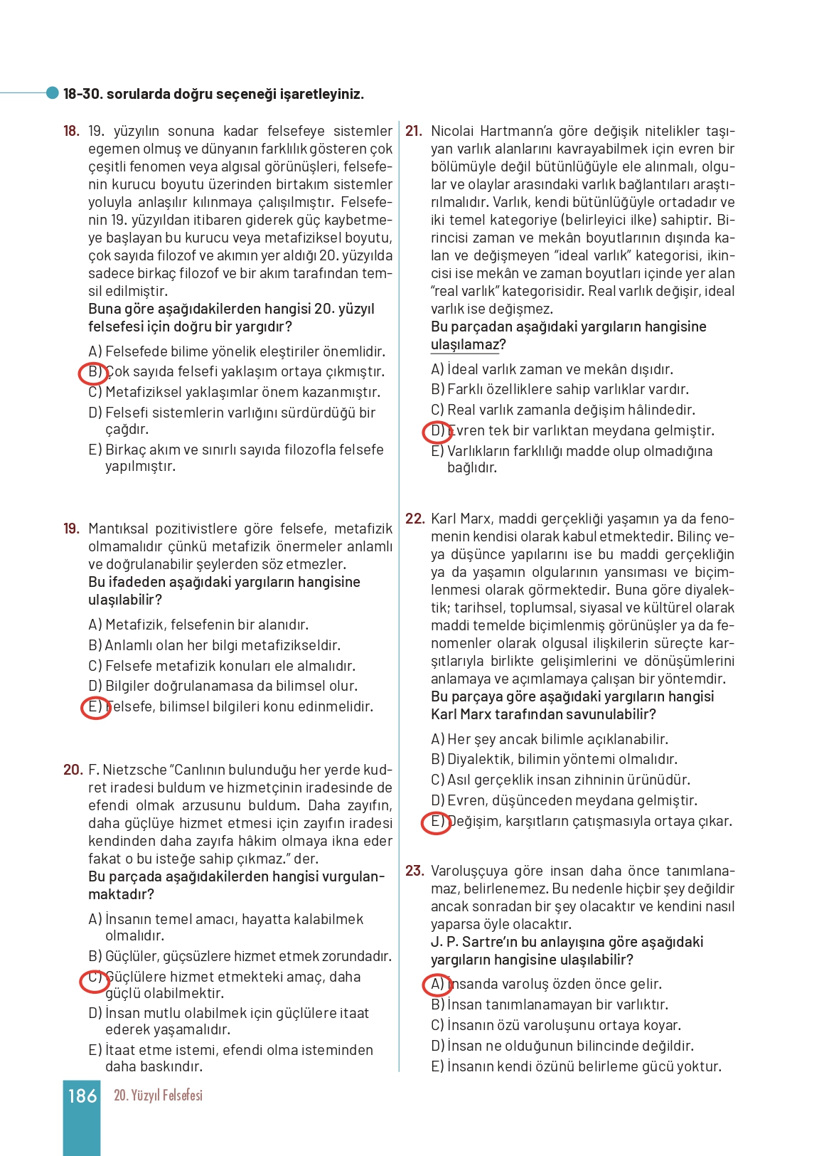 11. Sınıf Meb Yayınları Felsefe Ders Kitabı Sayfa 186 Cevapları