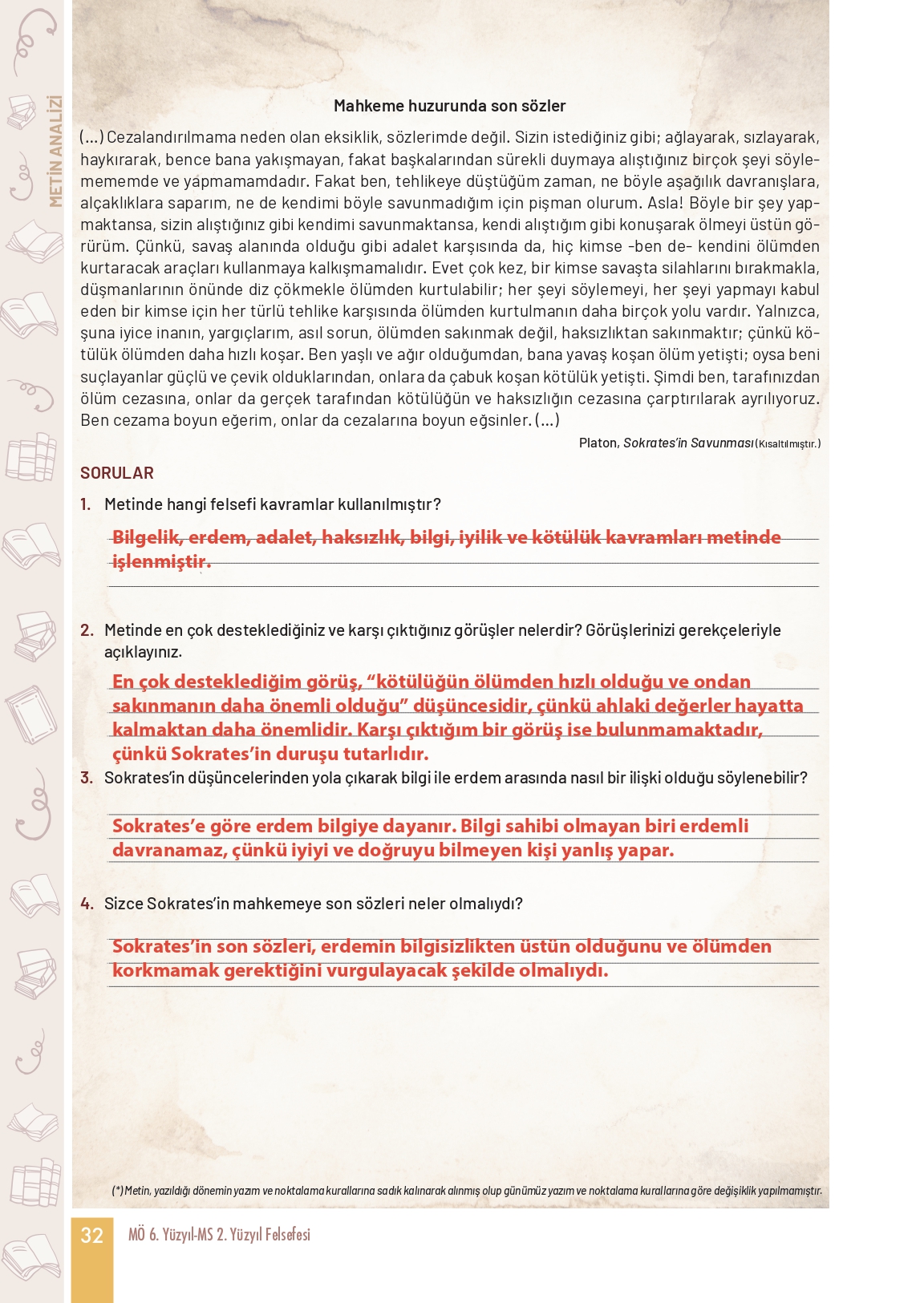 11. Sınıf Meb Yayınları Felsefe Ders Kitabı Sayfa 32 Cevapları 11. Sınıf Meb Yayınları Felsefe Ders Kitabı Sayfa 32 Cevapları