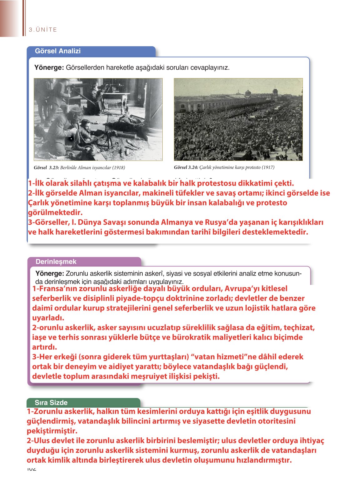 11. Sınıf Meb Yayınları Tarih Ders Kitabı Sayfa 102 Cevapları