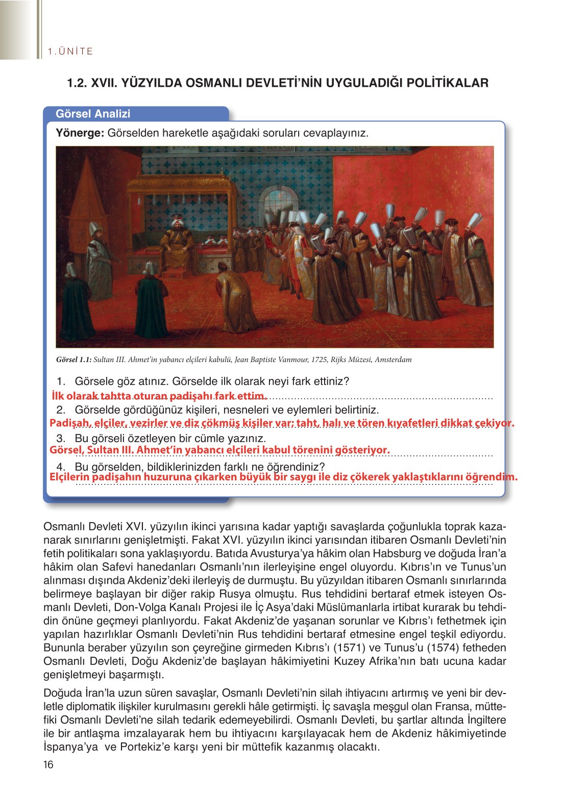 11. Sınıf Meb Yayınları Tarih Ders Kitabı Sayfa 16 Cevapları
