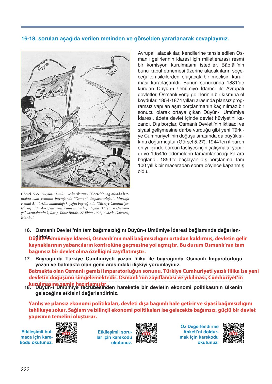 11. Sınıf Meb Yayınları Tarih Ders Kitabı Sayfa 222 Cevapları