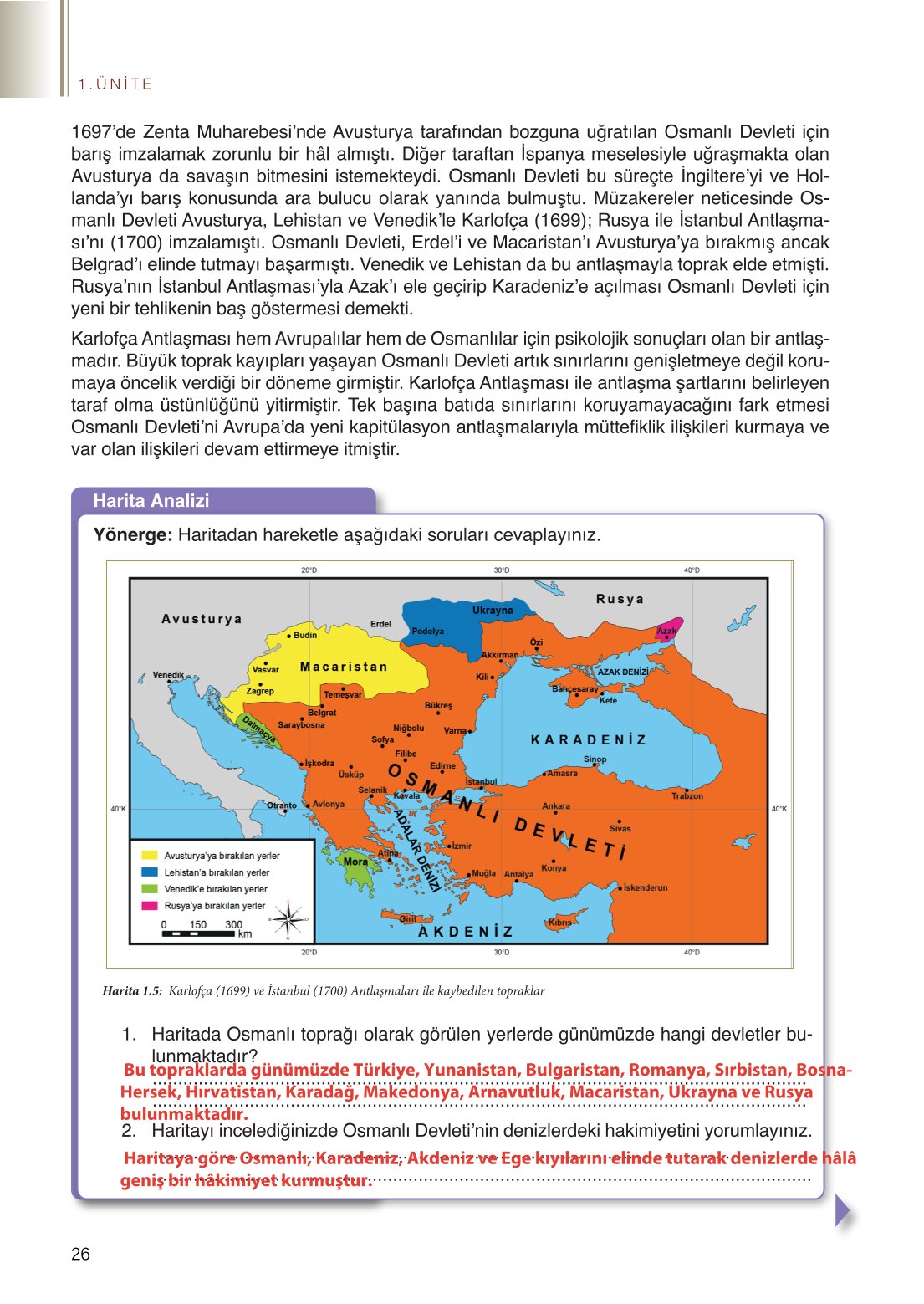 11. Sınıf Meb Yayınları Tarih Ders Kitabı Sayfa 26 Cevapları