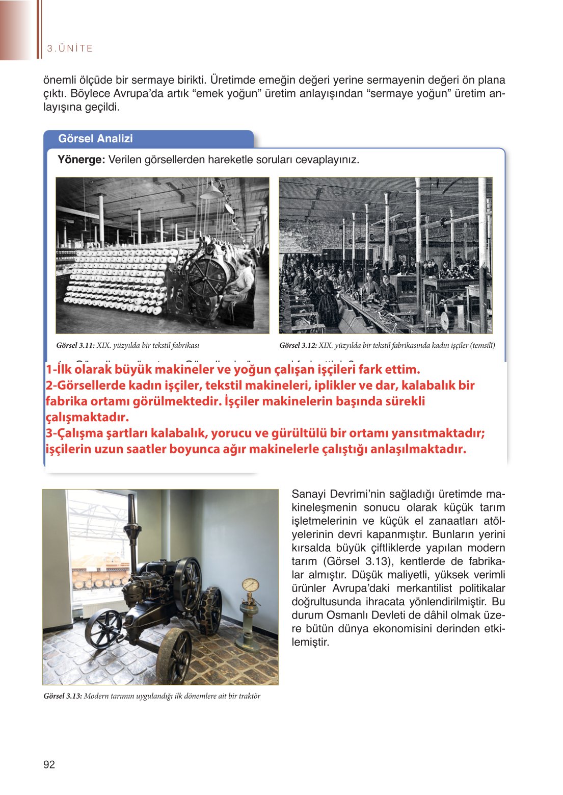 11. Sınıf Meb Yayınları Tarih Ders Kitabı Sayfa 92 Cevapları