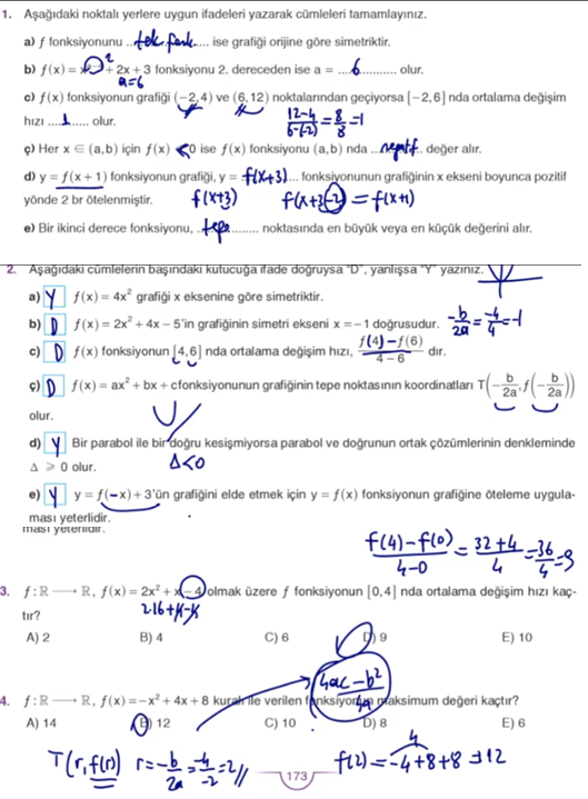 11. Sınıf Sdr Dikey Yayıncılık Matematik Ders Kitabı Sayfa 174 Cevapları