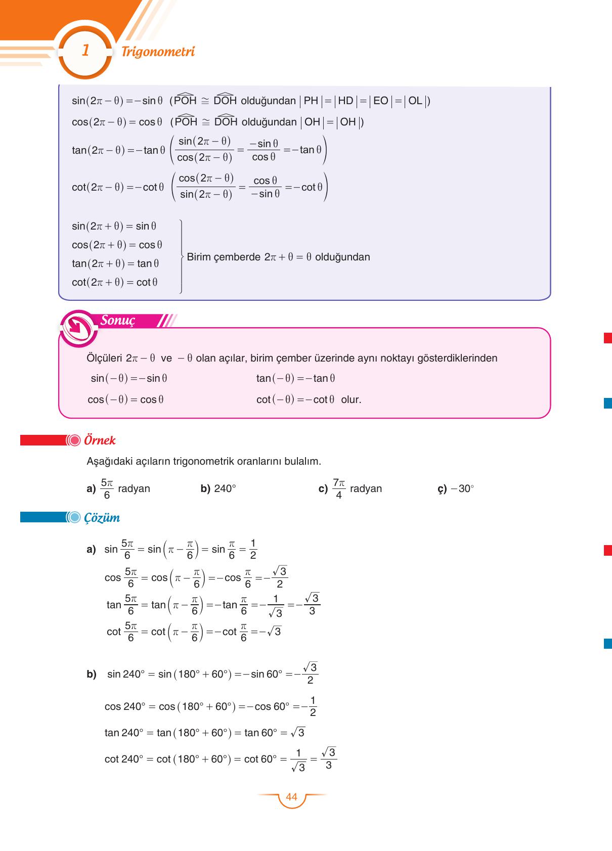 11. Sınıf Sdr Dikey Yayıncılık Matematik Ders Kitabı Sayfa 45 Cevapları