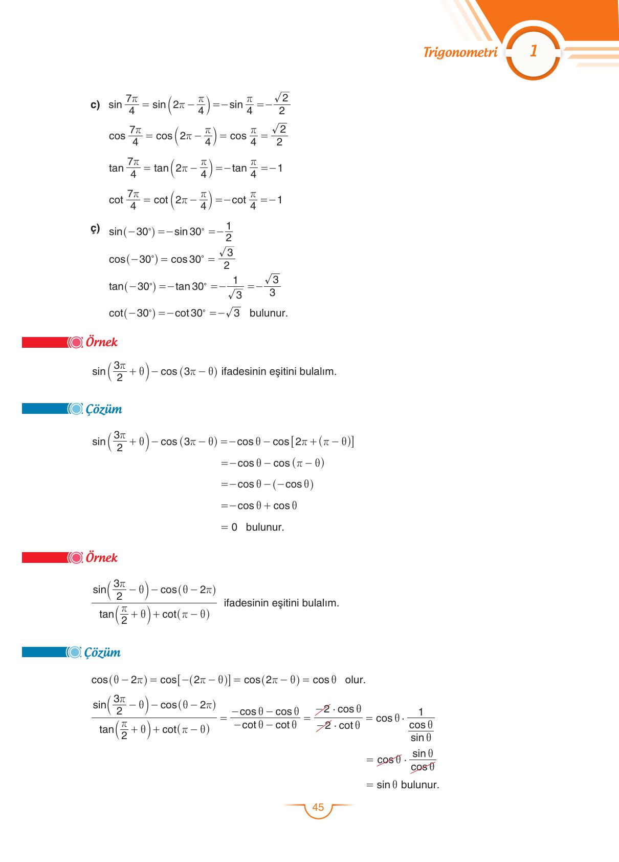 11. Sınıf Sdr Dikey Yayıncılık Matematik Ders Kitabı Sayfa 46 Cevapları