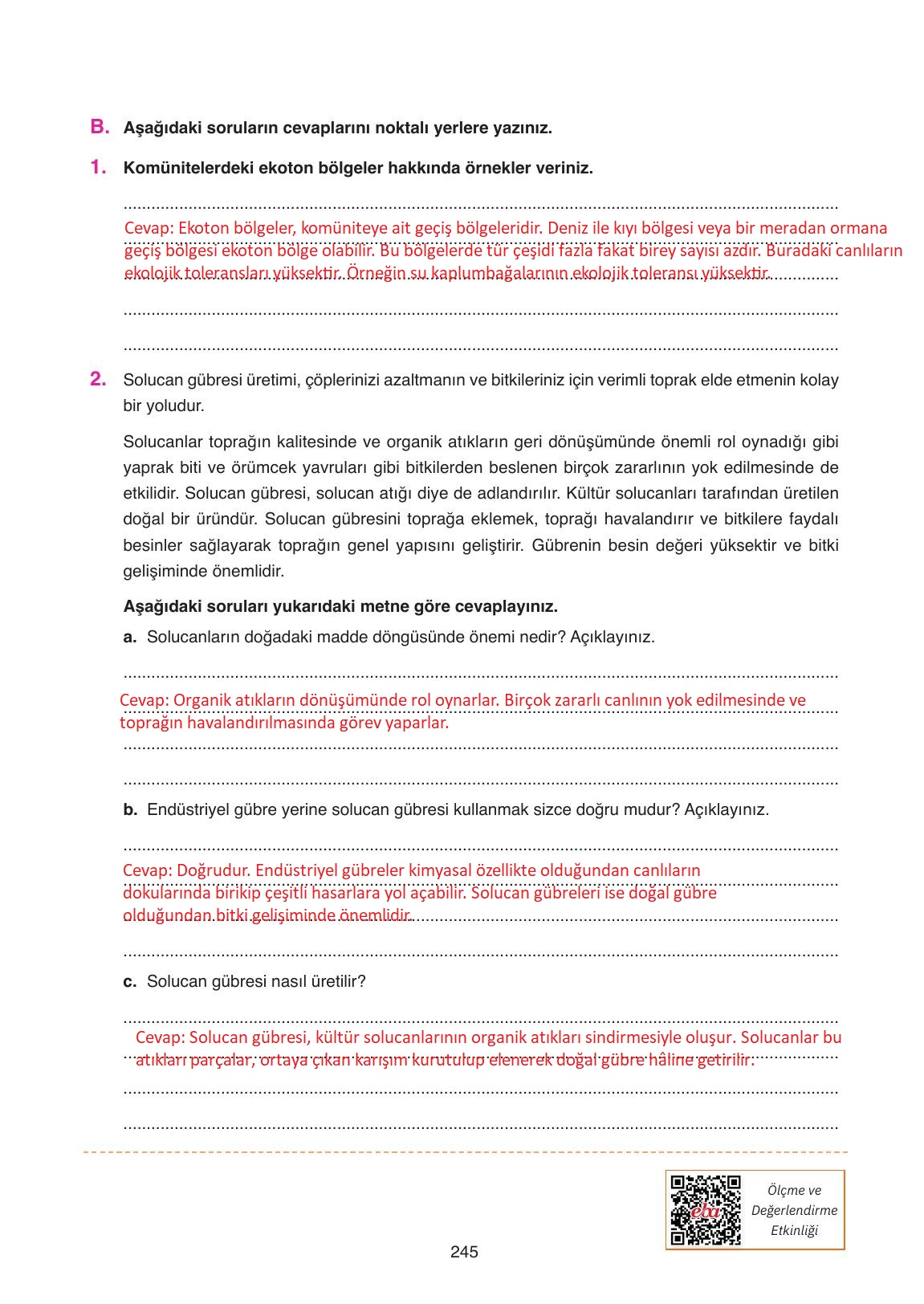 11. Sınıf Tutku Yayıncılık Biyoloji Ders Kitabı Sayfa 245 Cevapları 11. Sınıf Tutku Yayıncılık Biyoloji Ders Kitabı Sayfa 245 Cevapları