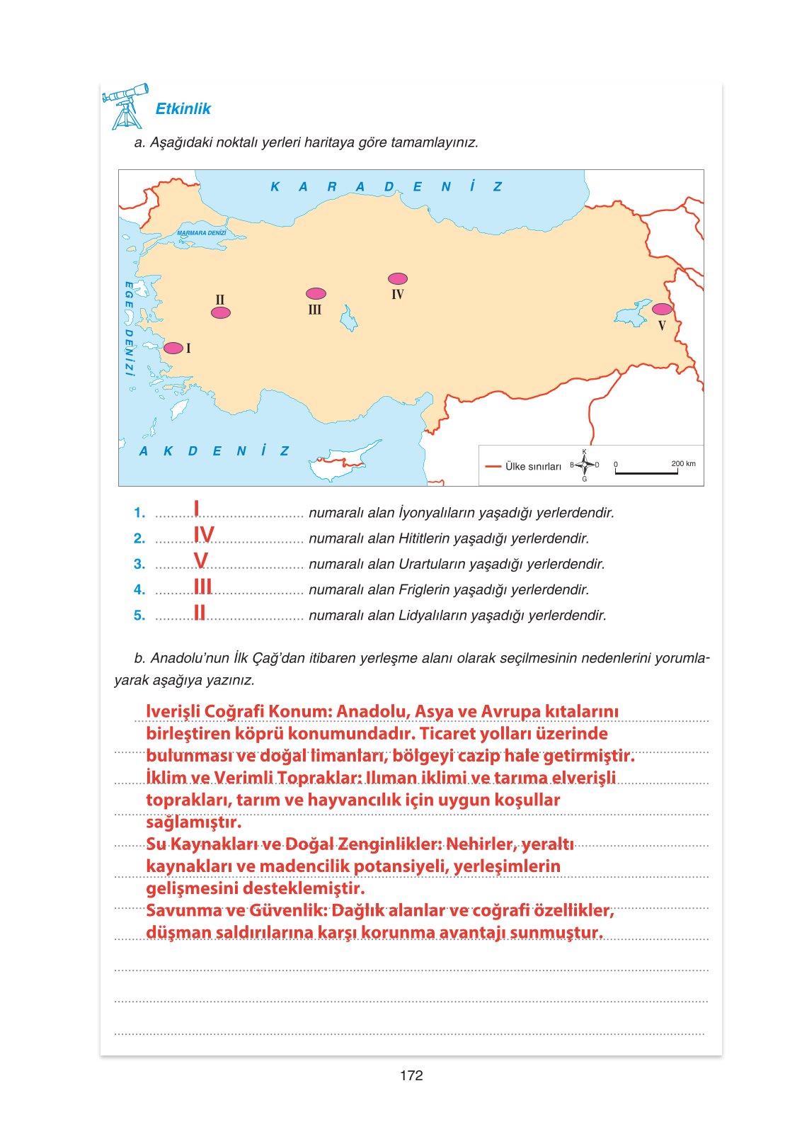 11. Sınıf Yıldırım Yayınları Coğrafya Ders Kitabı Sayfa 172 Cevapları