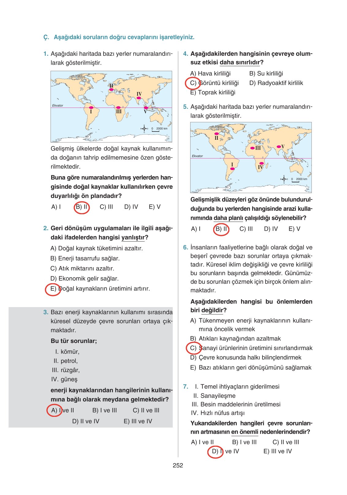 11. Sınıf Yıldırım Yayınları Coğrafya Ders Kitabı Sayfa 252 Cevapları