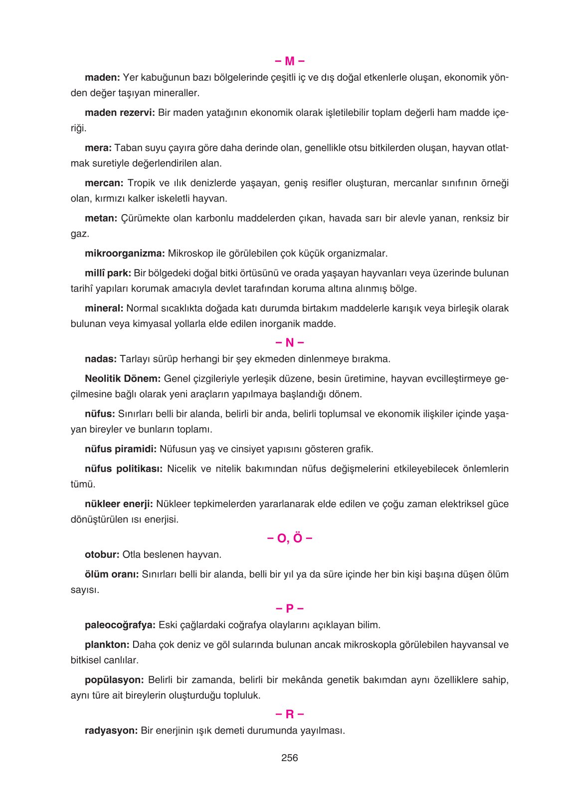 11. Sınıf Yıldırım Yayınları Coğrafya Ders Kitabı Sayfa 256 Cevapları