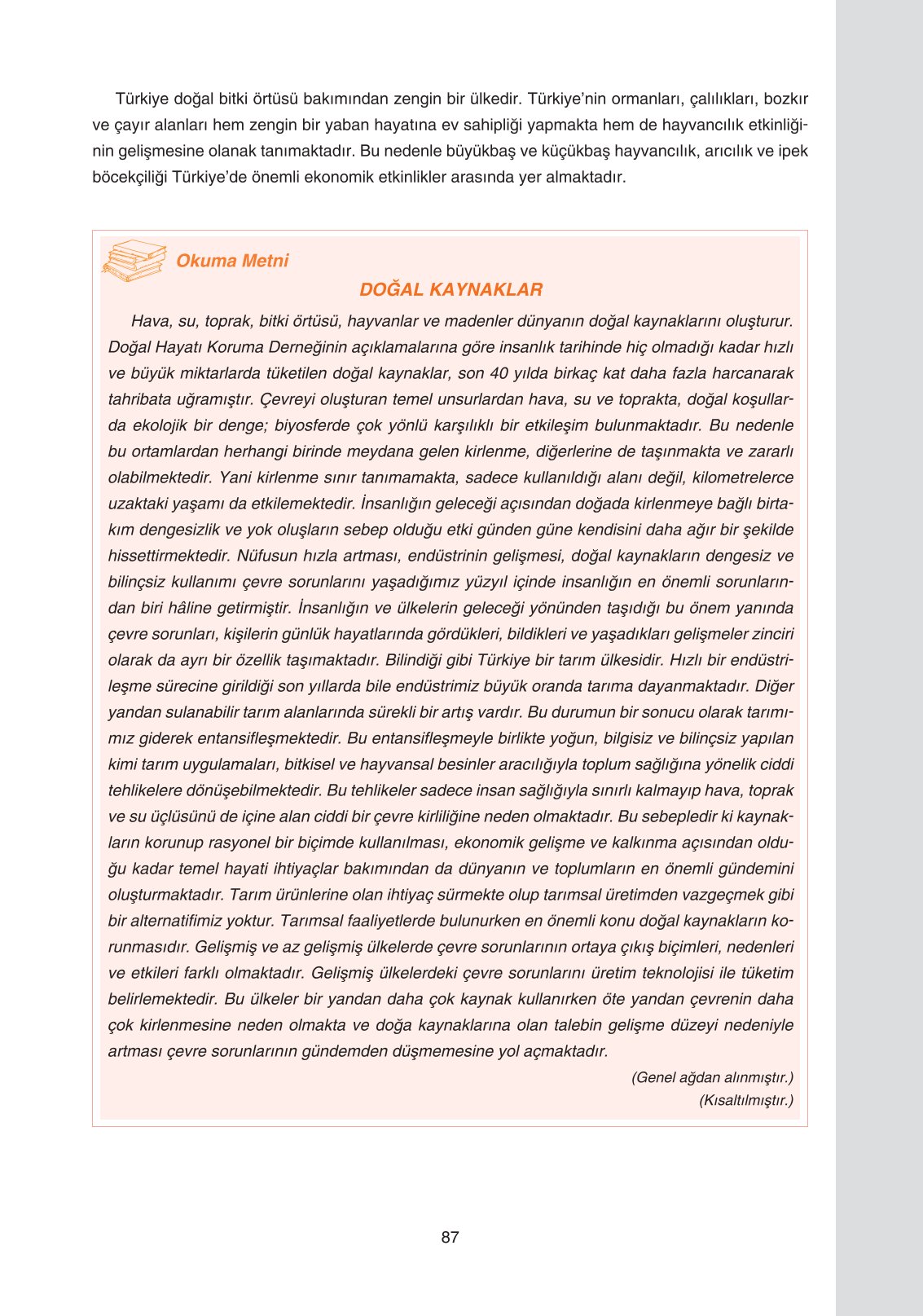 11. Sınıf Yıldırım Yayınları Coğrafya Ders Kitabı Sayfa 87 Cevapları