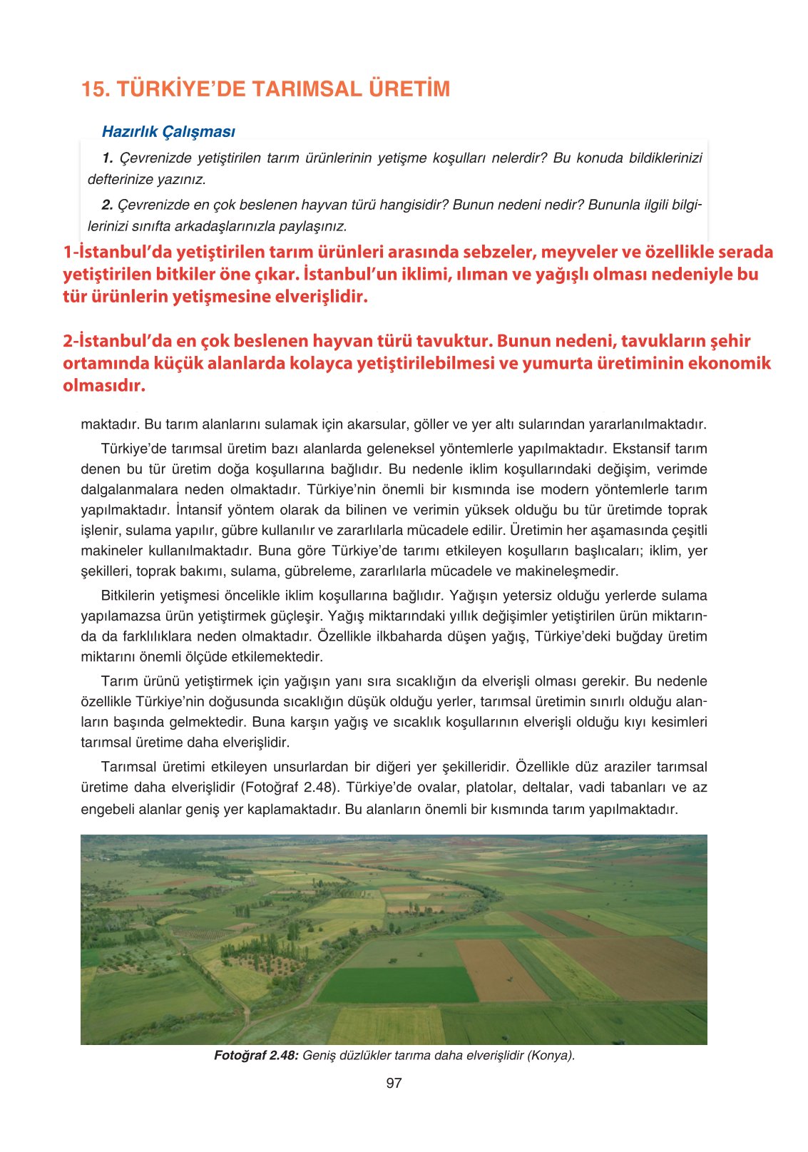 11. Sınıf Yıldırım Yayınları Coğrafya Ders Kitabı Sayfa 97 Cevapları