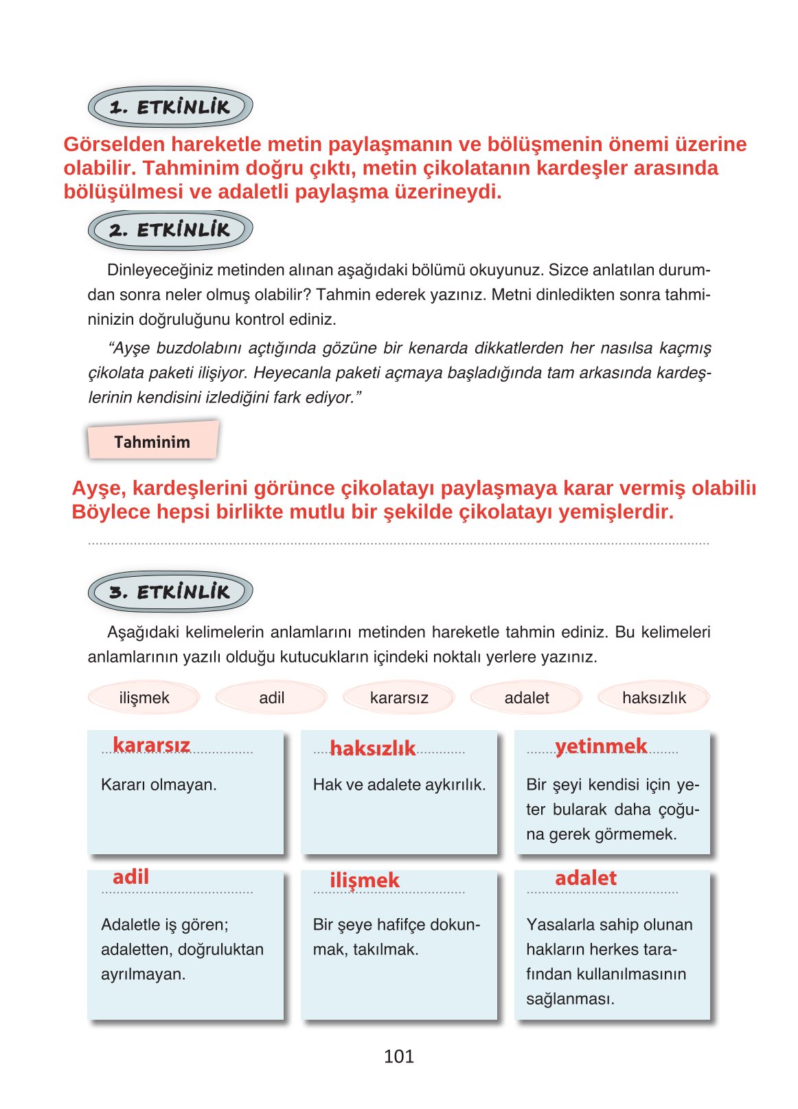 4. Sınıf Ada Yayıncılık Türkçe Ders Kitabı Sayfa 101 Cevapları 4. Sınıf Ada Yayıncılık Türkçe Ders Kitabı Sayfa 101 Cevapları
