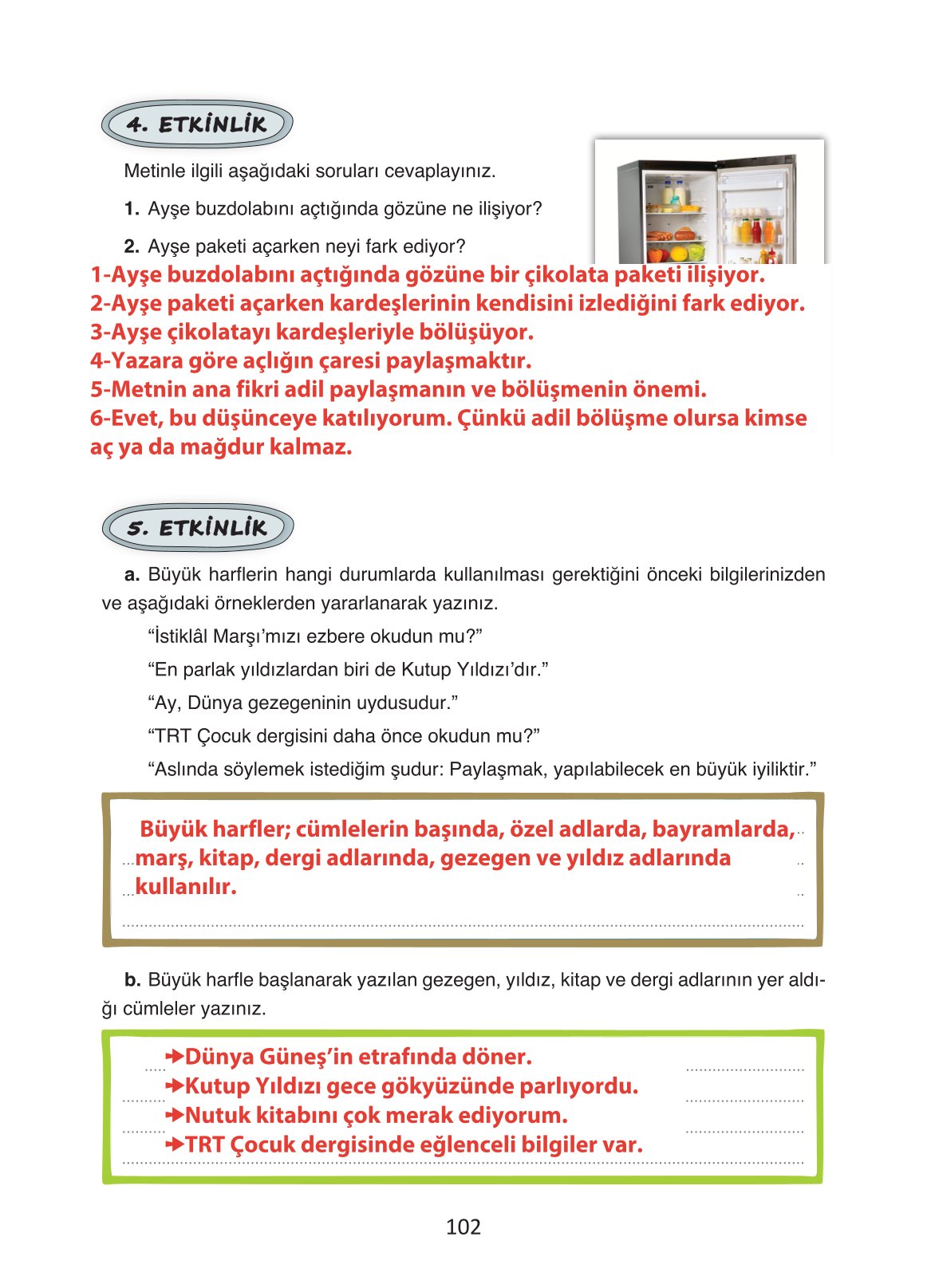 4. Sınıf Ada Yayıncılık Türkçe Ders Kitabı Sayfa 102 Cevapları