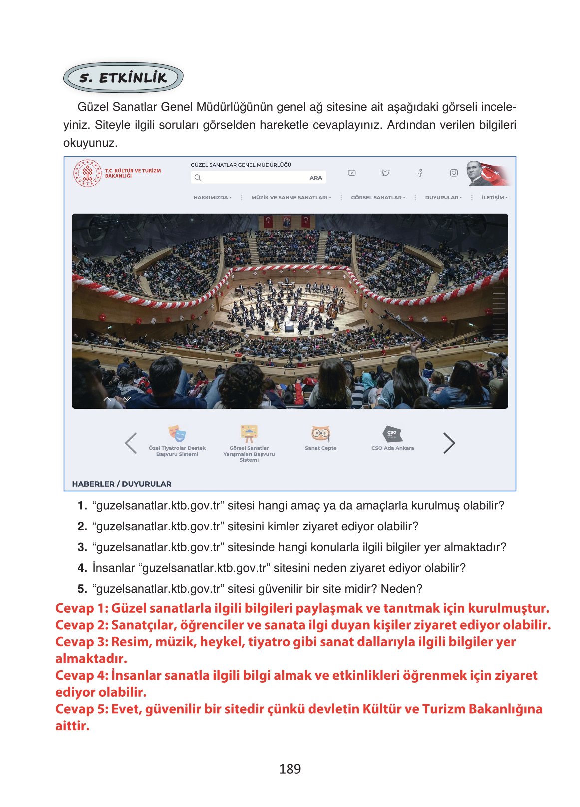 4. Sınıf Ada Yayıncılık Türkçe Ders Kitabı Sayfa 189 Cevapları