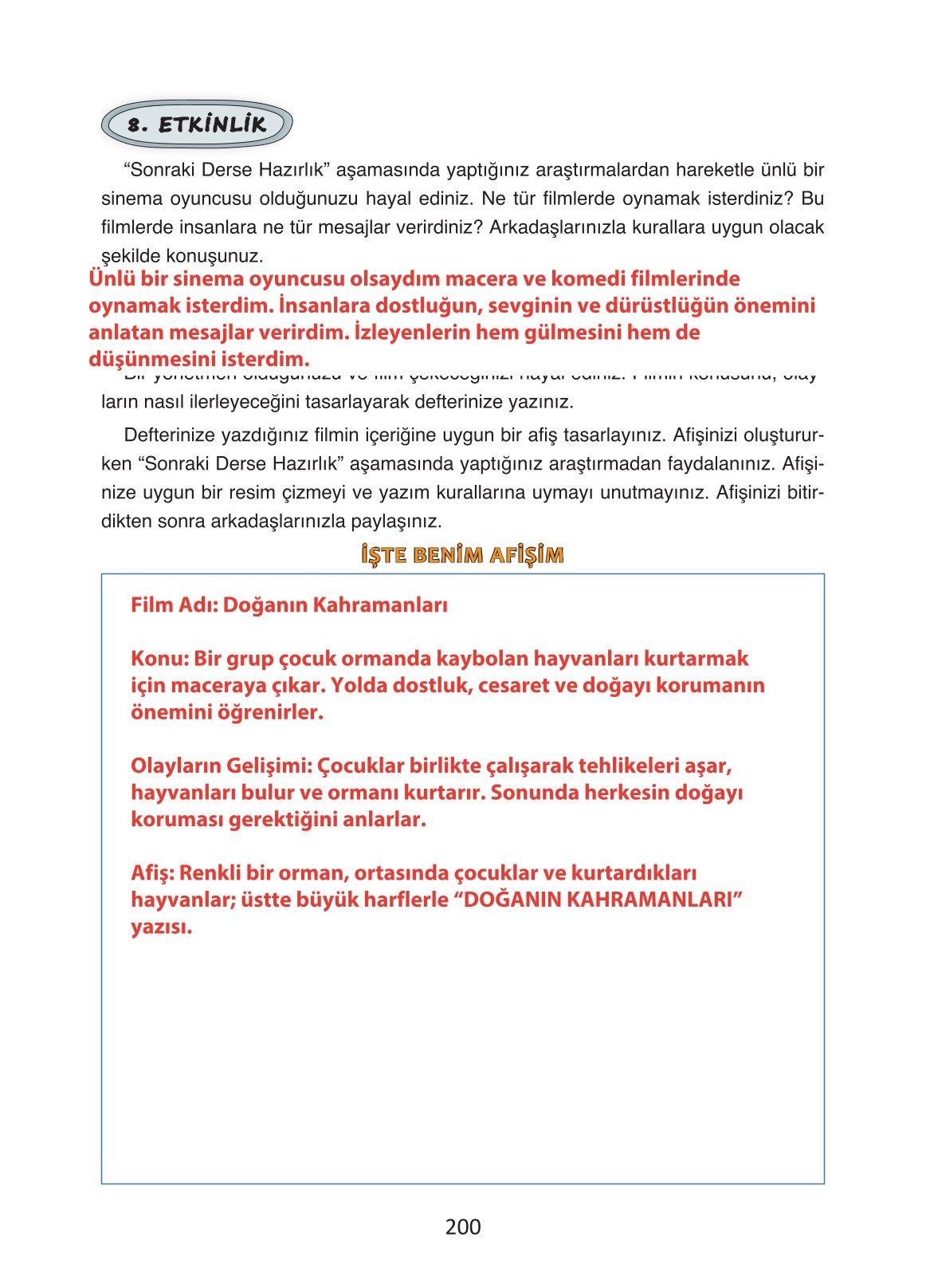 4. Sınıf Ada Yayıncılık Türkçe Ders Kitabı Sayfa 200 Cevapları