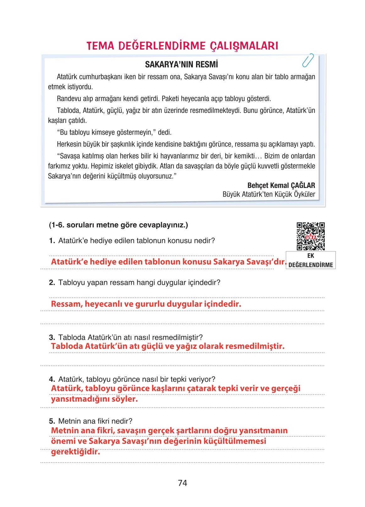 4. Sınıf Ada Yayıncılık Türkçe Ders Kitabı Sayfa 74 Cevapları 4. Sınıf Ada Yayıncılık Türkçe Ders Kitabı Sayfa 74 Cevapları