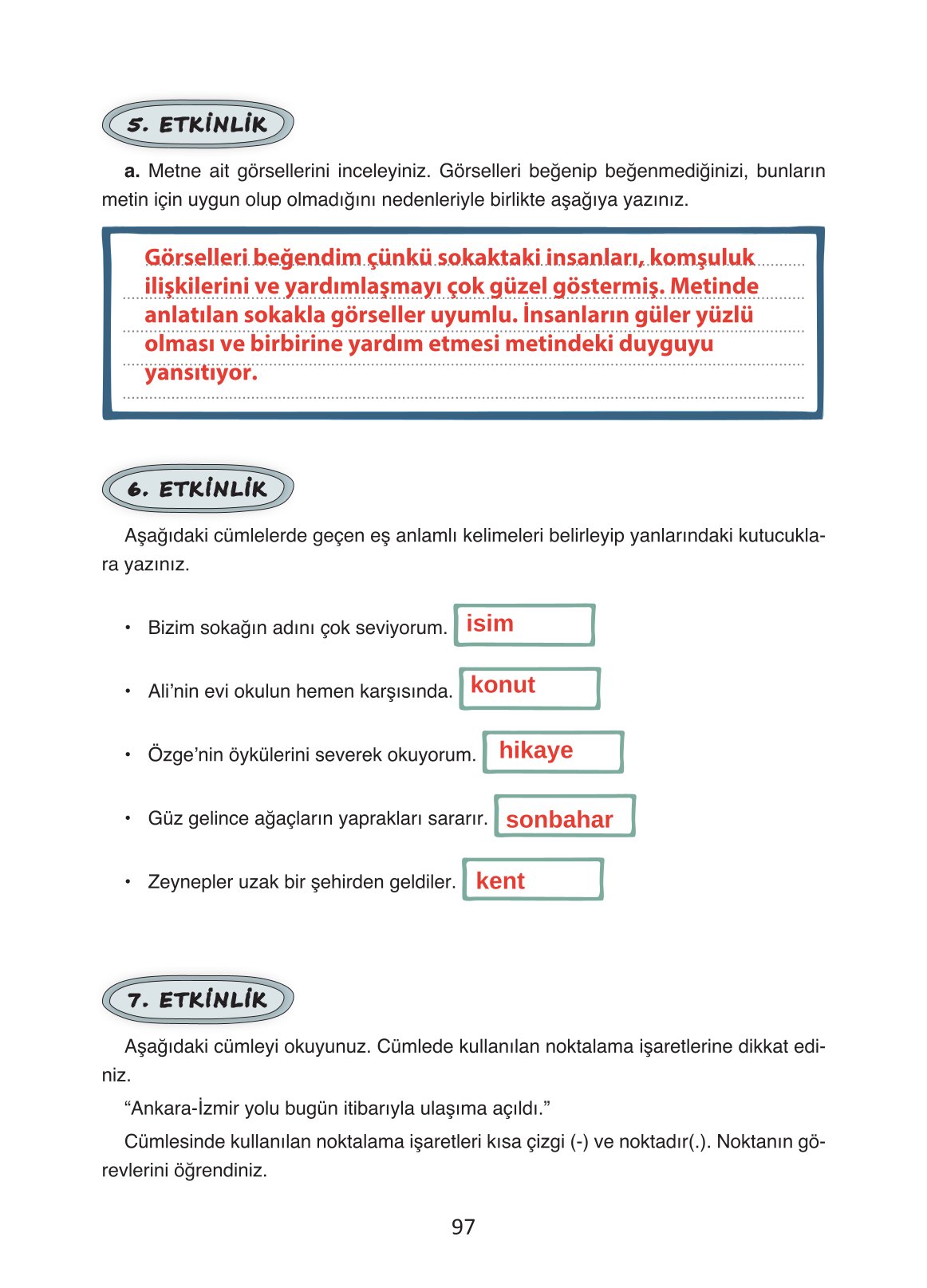4. Sınıf Ada Yayıncılık Türkçe Ders Kitabı Sayfa 97 Cevapları 4. Sınıf Ada Yayıncılık Türkçe Ders Kitabı Sayfa 97 Cevapları