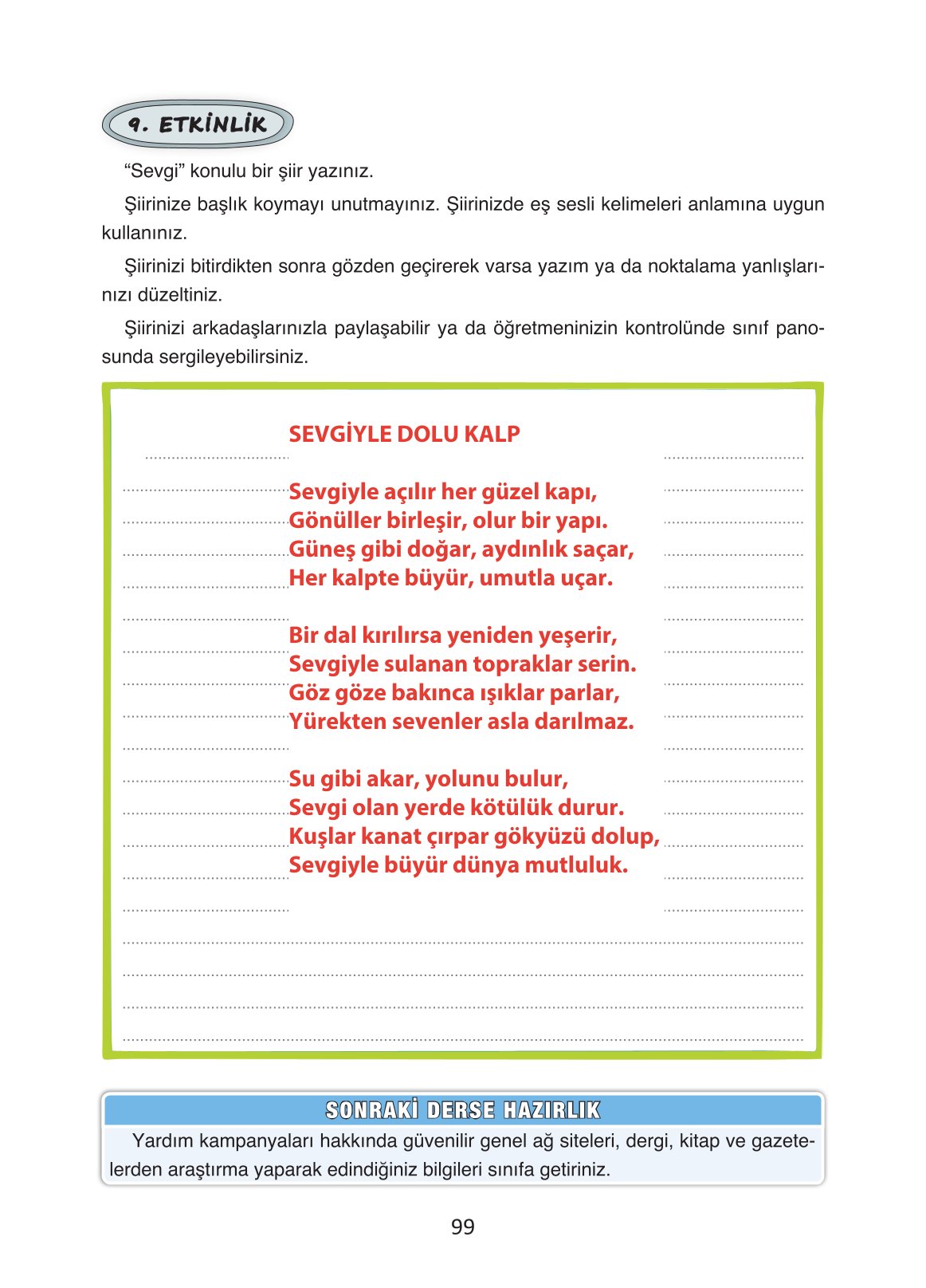 4. Sınıf Ada Yayıncılık Türkçe Ders Kitabı Sayfa 99 Cevapları